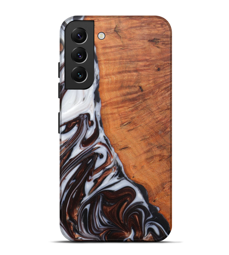 Galaxy S22 Plus Wood+Resin Live Edge Phone Case - Charlotte (Black & White, 576812)