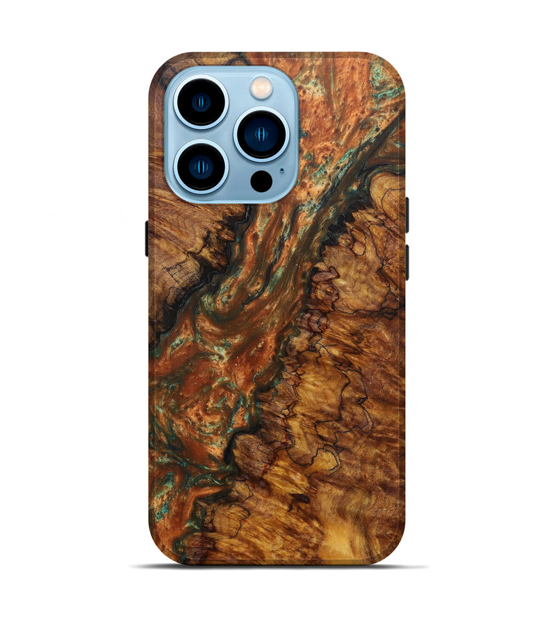 iPhone 14 Pro Wood+Resin Live Edge Phone Case - Beryl (Metallic, 597300)