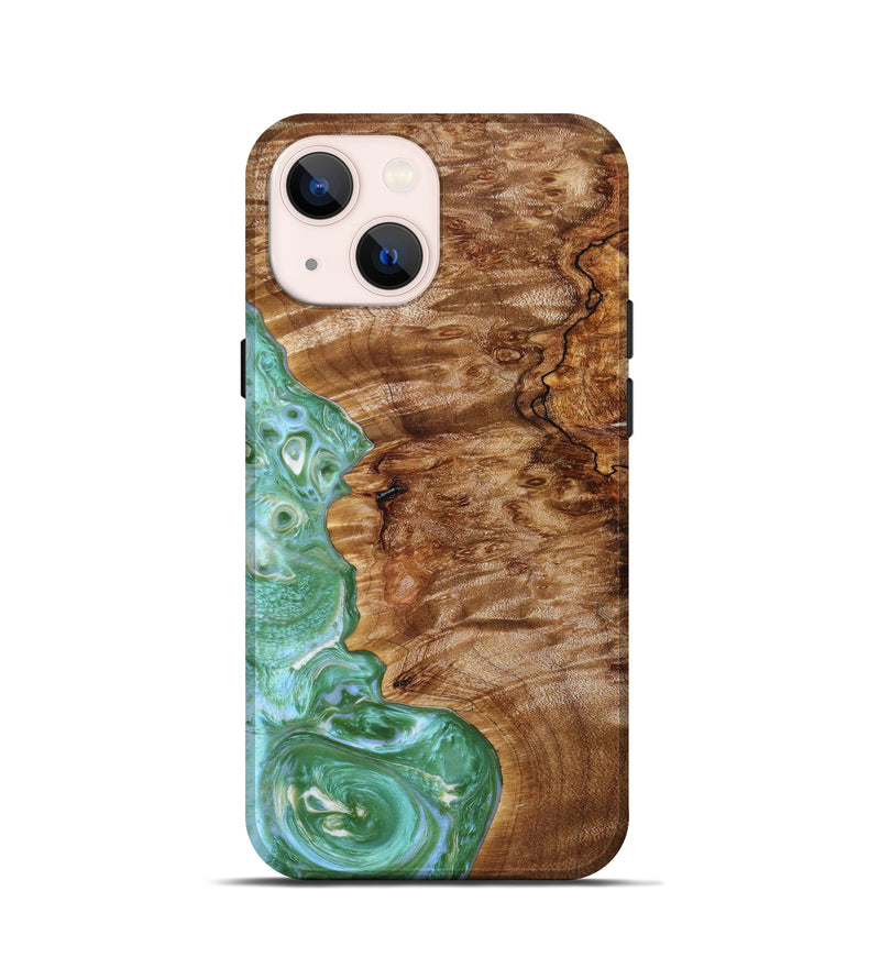 iPhone 13 mini Wood+Resin Live Edge Phone Case - Maria (Green, 638981)