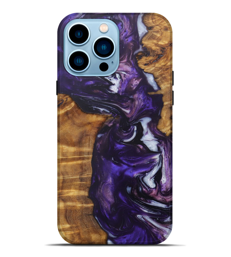 iPhone 14 Pro Max Wood+Resin Live Edge Phone Case - Timothea (Purple, 604600)