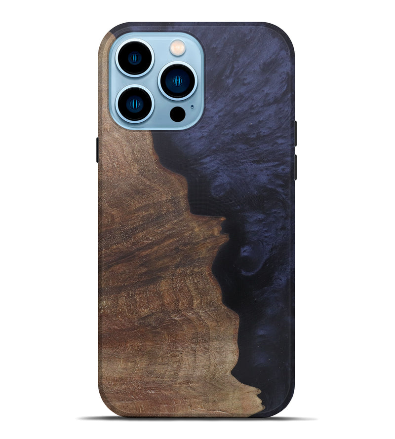 iPhone 14 Pro Max Wood+Resin Live Edge Phone Case - Prudence (Pure Black, 590638)
