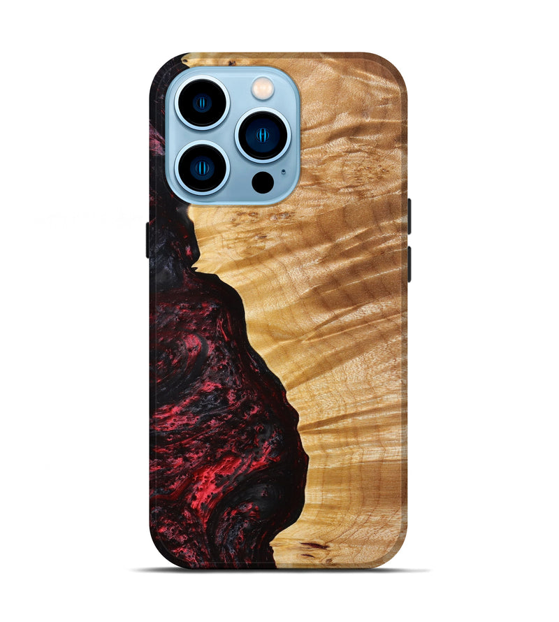 iPhone 14 Pro Wood+Resin Live Edge Phone Case - Erma (Red, 633197)