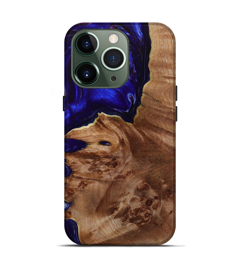 iPhone 13 Pro Wood+Resin Live Edge Phone Case - Kailey (Blue, 648356)