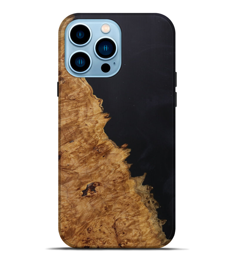 iPhone 14 Pro Max Wood+Resin Live Edge Phone Case - Harleigh (Pure Black, 613368)