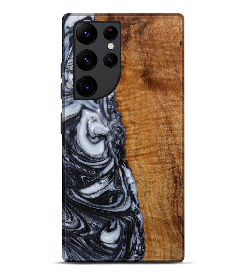 Galaxy S22 Ultra Wood+Resin Live Edge Phone Case - Ali (Black & White, 645091)