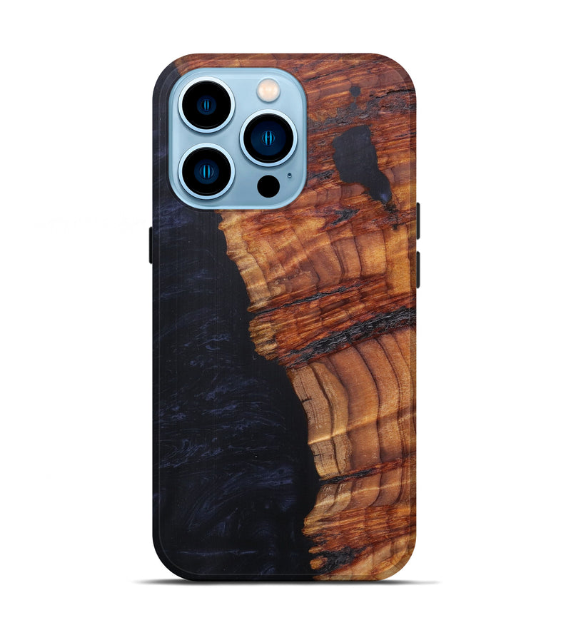 iPhone 14 Pro Wood+Resin Live Edge Phone Case - Maudie (Pure Black, 607145)