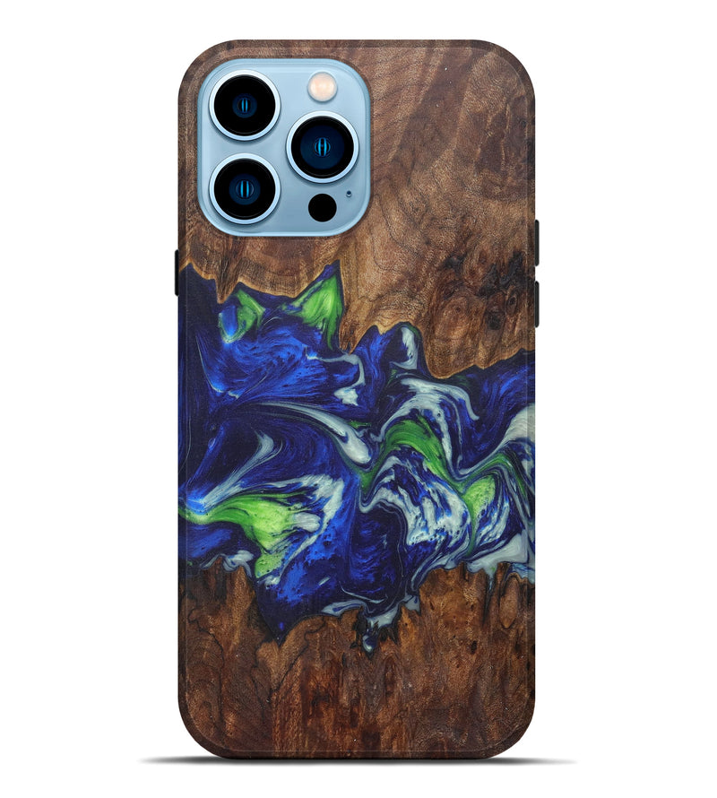 iPhone 14 Pro Max Wood+Resin Live Edge Phone Case - Lorelle (Dark Blue, 594864)