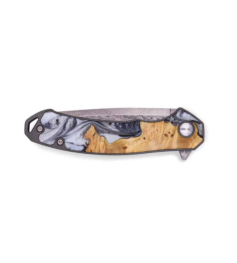 EDC Wood+Resin Pocket Knife - Ophelia (Black & White, 640336)