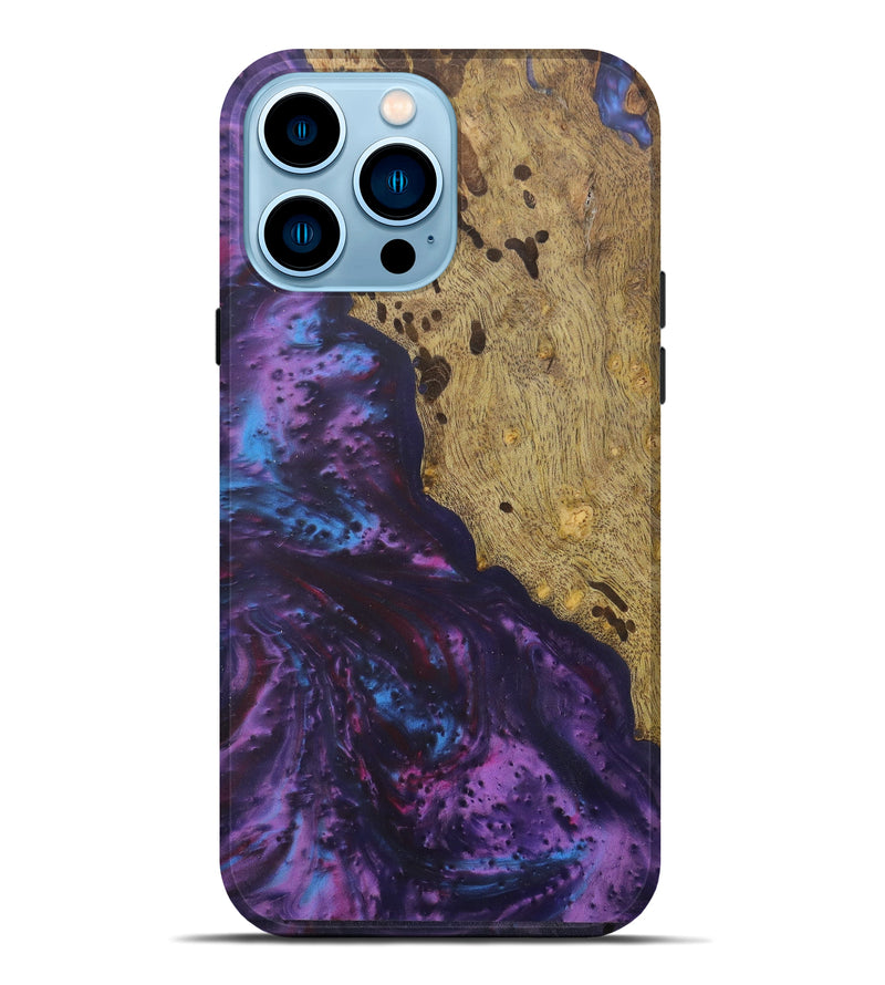 iPhone 14 Pro Max Wood+Resin Live Edge Phone Case - Brandon (Purple, 602519)