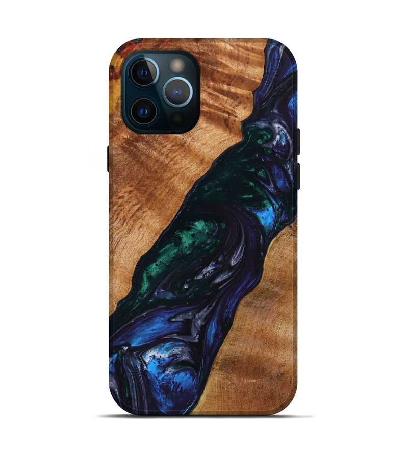 iPhone 12 Pro Wood+Resin Live Edge Phone Case - Elyse (Blue, 639113)