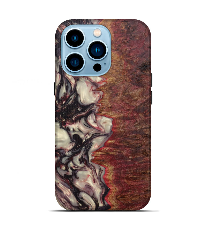iPhone 14 Pro Wood+Resin Live Edge Phone Case - Emil (Dark Red, 593759)