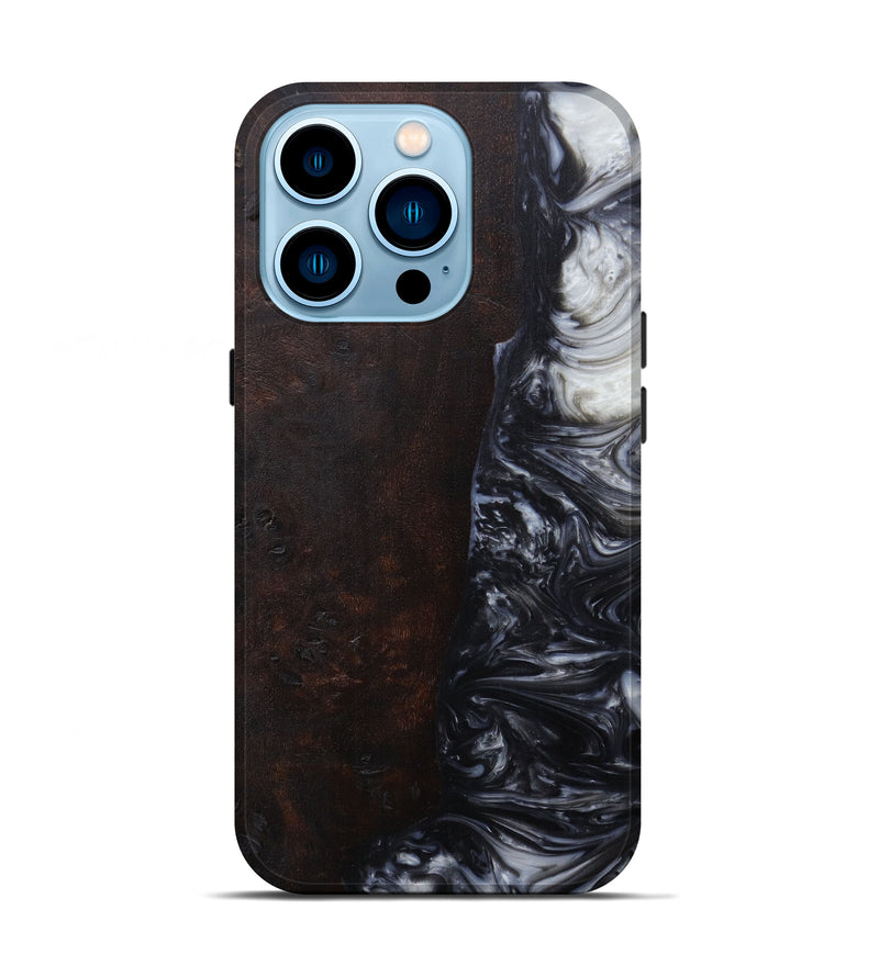 iPhone 14 Pro Wood+Resin Live Edge Phone Case - Ozay (Black & White, 591798)