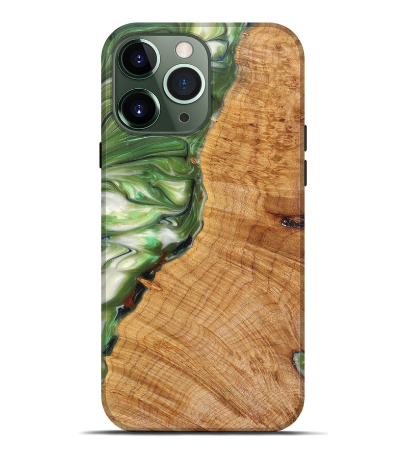 iPhone 13 Pro Max Wood+Resin Live Edge Phone Case - Dino (Green, 621644)