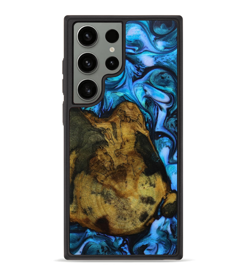 Galaxy S23 Ultra Wood+Resin Phone Case - Merle (Blue, 647119)