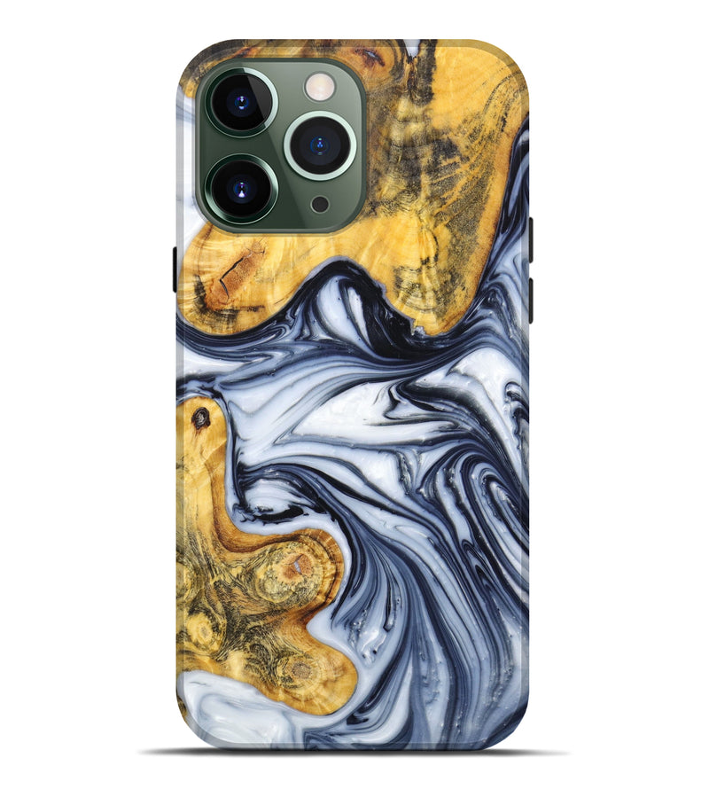 iPhone 13 Pro Max Wood+Resin Live Edge Phone Case - Kenna (Black & White, 628533)