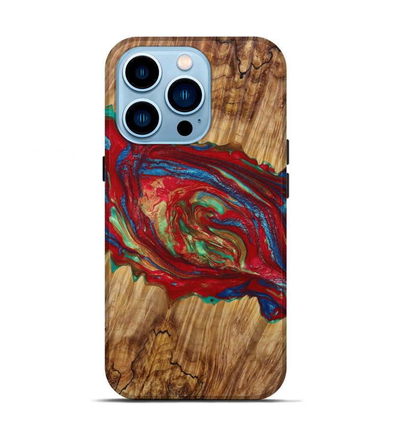 iPhone 14 Pro Wood+Resin Live Edge Phone Case - Betsy (Red, 644993)