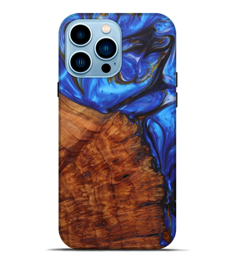 iPhone 14 Pro Max Wood+Resin Live Edge Phone Case - Mohammed (Dark Blue, 604578)