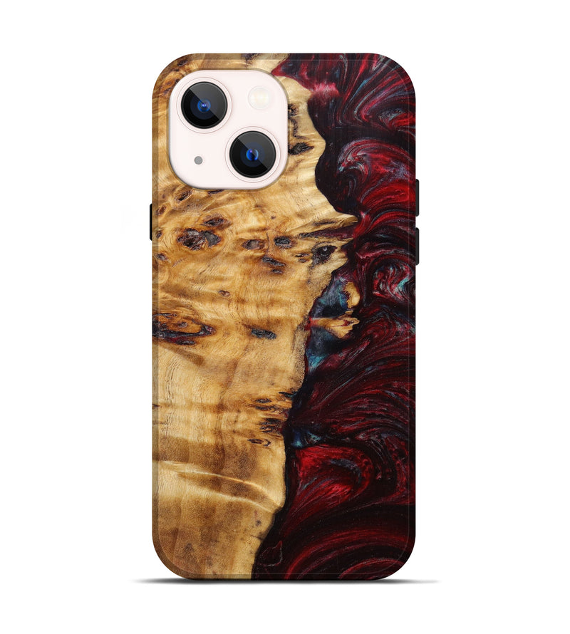 iPhone 13 Wood+Resin Live Edge Phone Case - Bridget (Red, 635108)