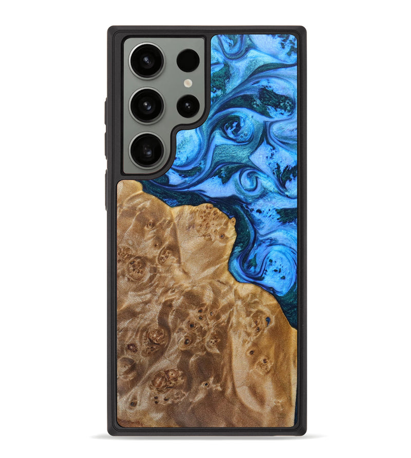 Galaxy S23 Ultra Wood+Resin Phone Case - Shantel (Blue, 630736)