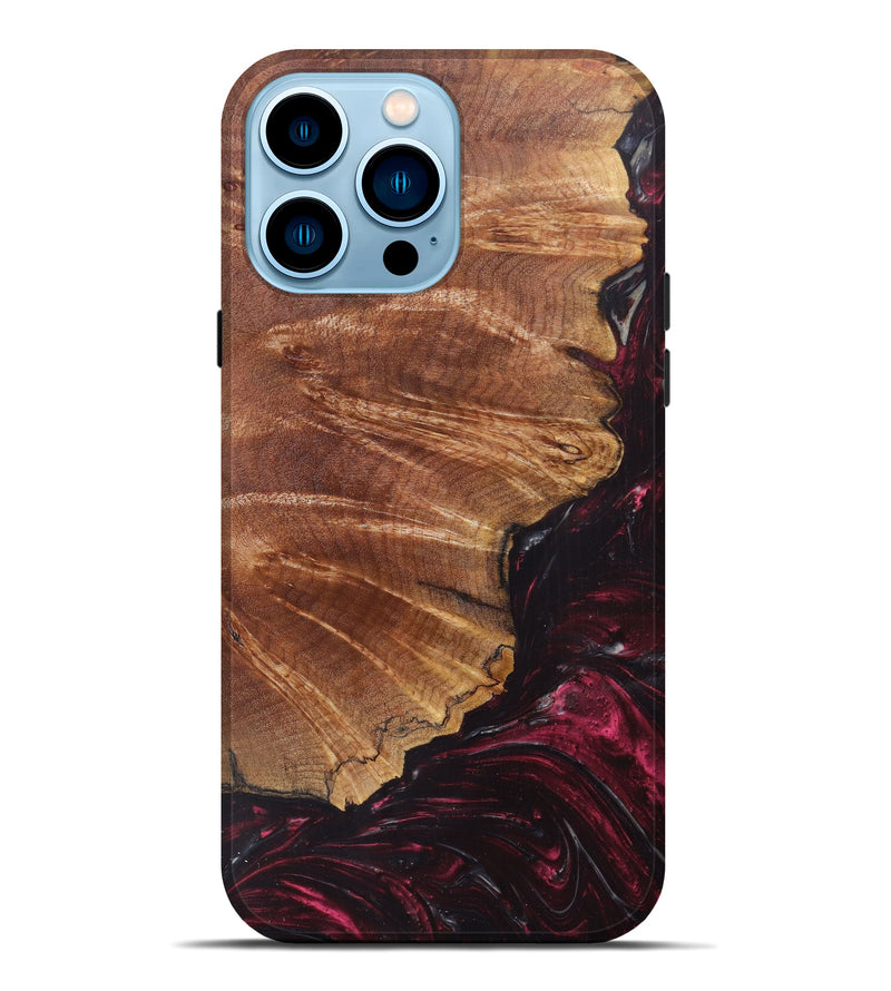 iPhone 14 Pro Max Wood+Resin Live Edge Phone Case - Maynard (Dark Red, 607176)