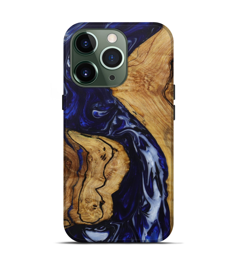 iPhone 13 Pro Wood+Resin Live Edge Phone Case - Mari (Blue, 620156)