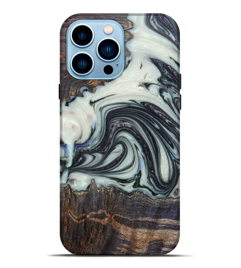 iPhone 14 Pro Max Wood+Resin Live Edge Phone Case - Txp (Black & White, 596619)