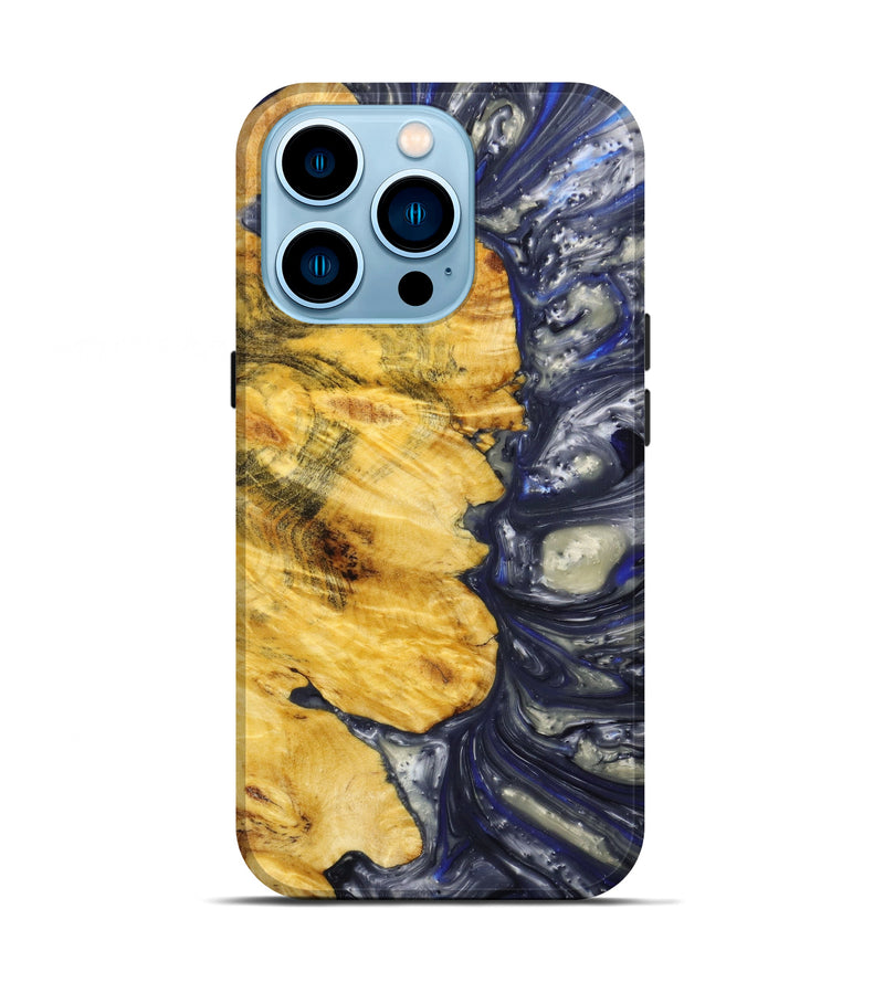 iPhone 14 Pro Wood+Resin Live Edge Phone Case - Allx (Blue, 633227)