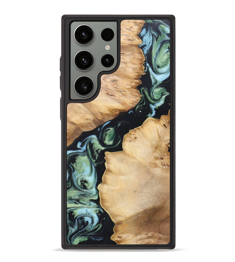 Galaxy S23 Ultra Wood+Resin Phone Case - Teena (Green, 631207)
