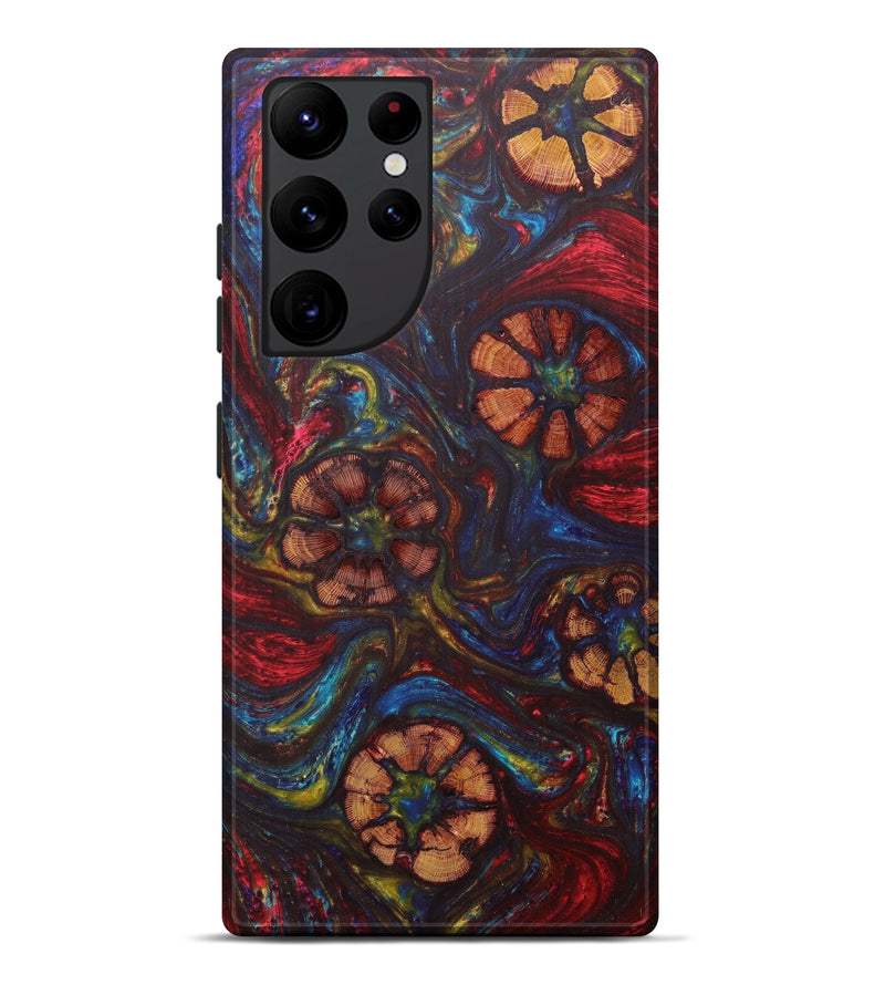 Galaxy S22 Ultra Wood+Resin Live Edge Phone Case - Stirling (Dark Red, 605540)