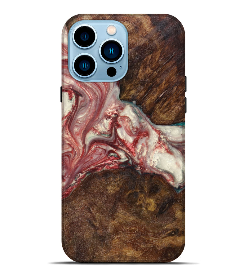 iPhone 14 Pro Max Wood+Resin Live Edge Phone Case - Arno (Red, 633207)