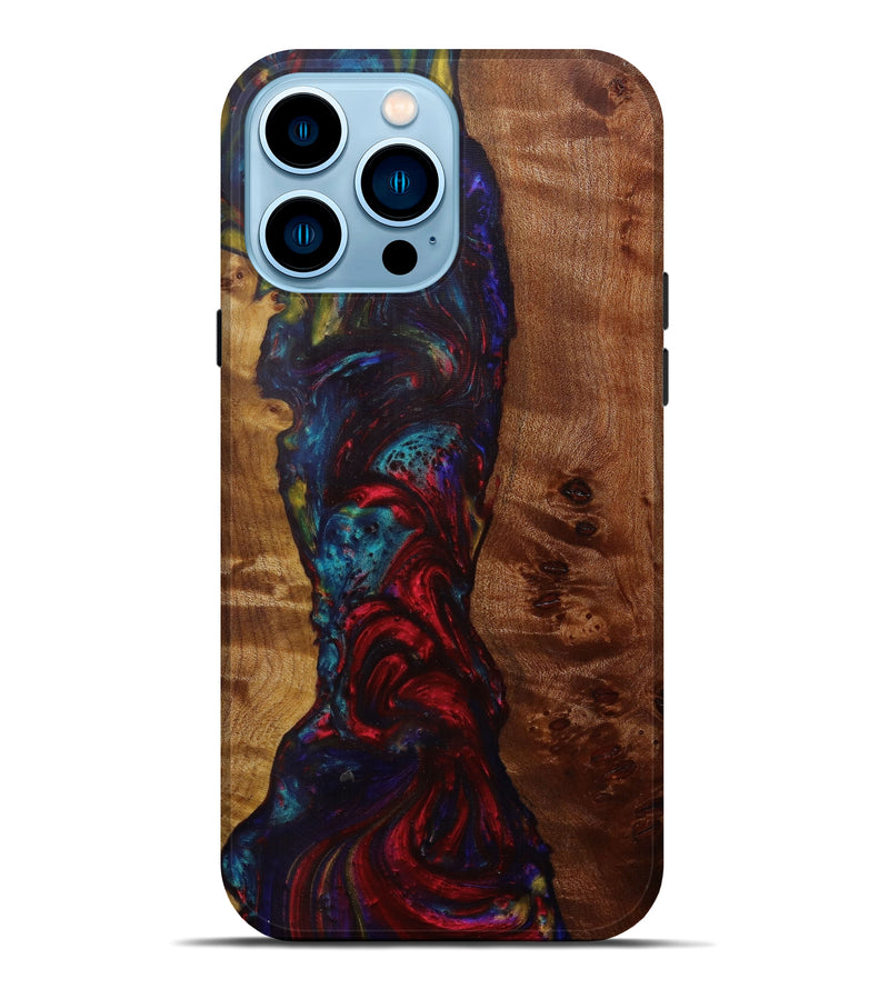 iPhone 14 Pro Max Wood+Resin Live Edge Phone Case - Brena (Dark Blue, 588742)