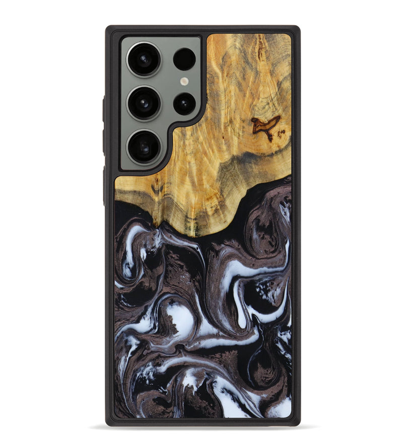 Galaxy S23 Ultra Wood+Resin Phone Case - Bertha (Black & White, 623302)