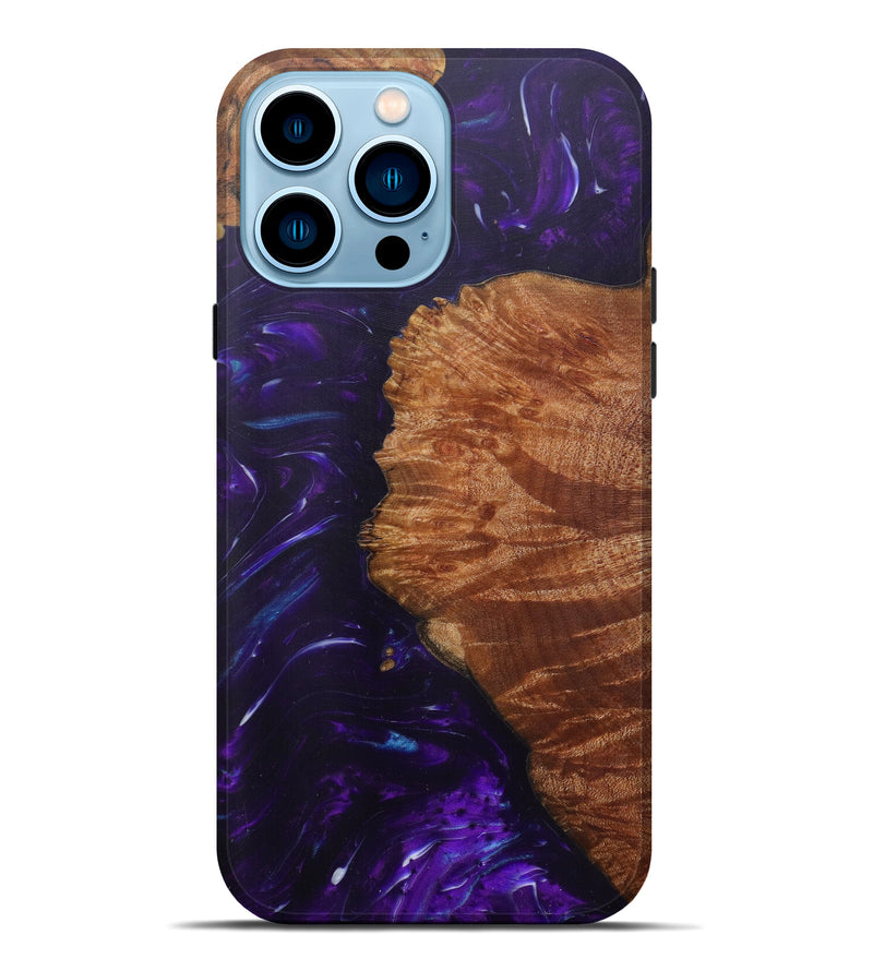 iPhone 14 Pro Max Wood+Resin Live Edge Phone Case - Theresina (Purple, 592517)
