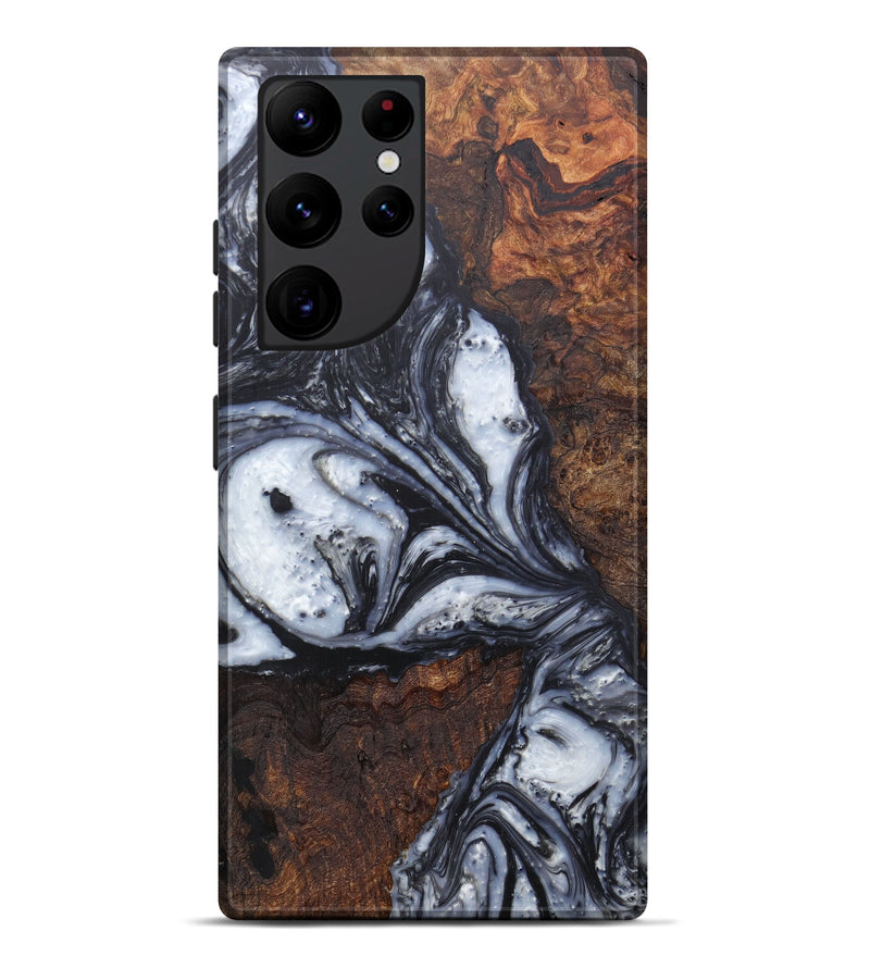 Galaxy S22 Ultra Wood+Resin Live Edge Phone Case - Gwenni (Black & White, 596314)