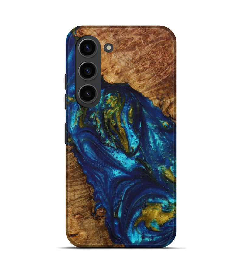 Galaxy S23 Wood+Resin Live Edge Phone Case - Montgomery (Teal & Gold, 623128)