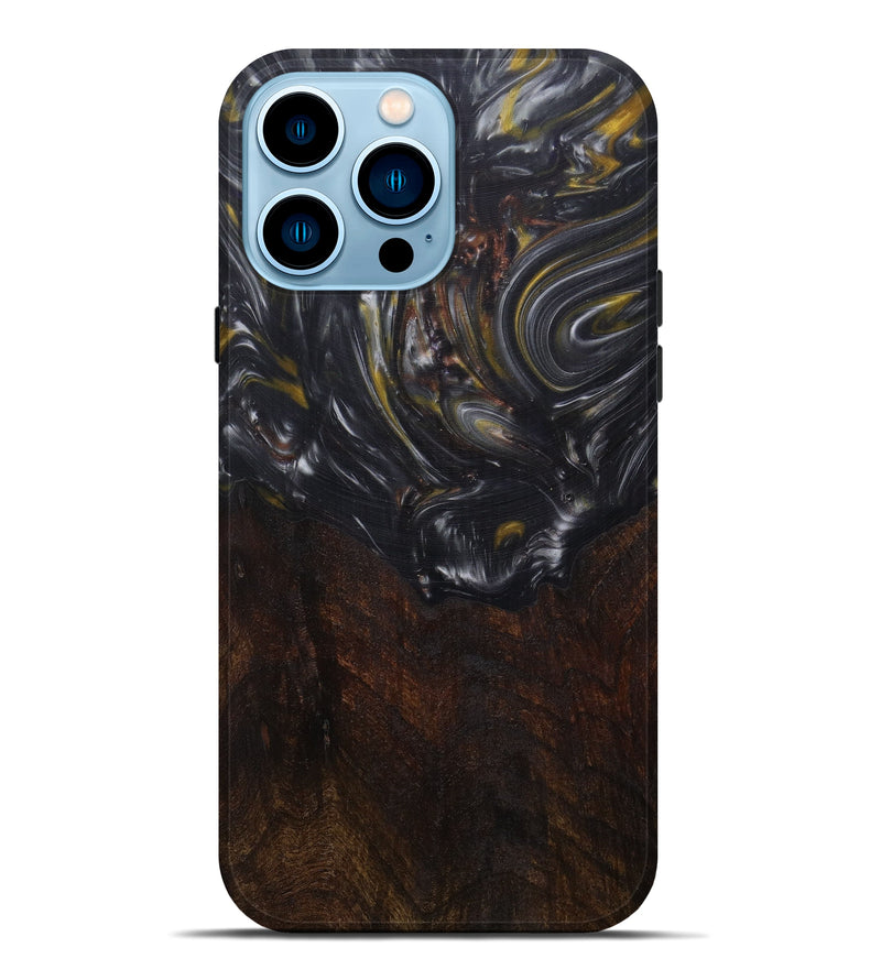 iPhone 14 Pro Max Wood+Resin Live Edge Phone Case - Korie (Metallic, 585191)