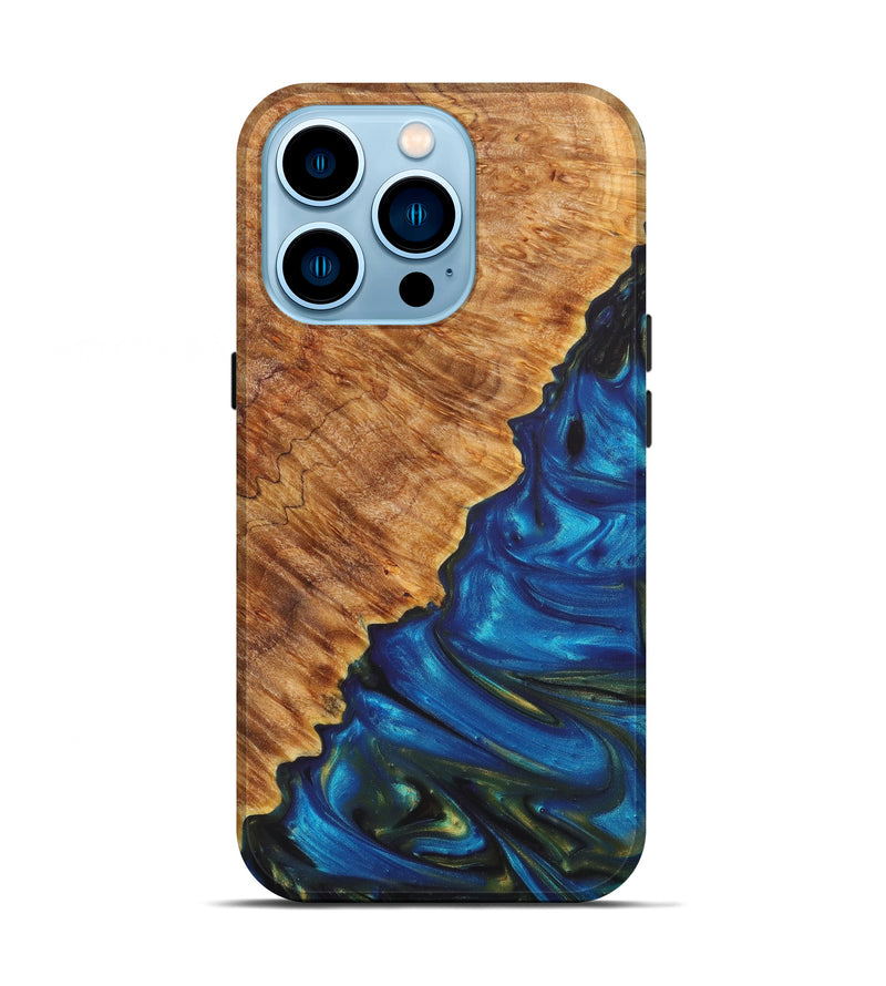 iPhone 14 Pro Wood+Resin Live Edge Phone Case - Carmine (Artist Pick, 625751)