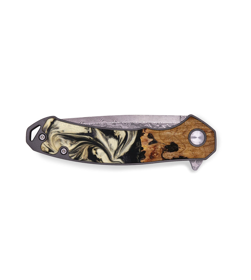 EDC Wood+Resin Pocket Knife - Ora (Black & White, 644153)