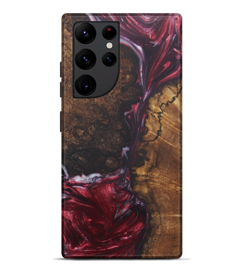 Galaxy S22 Ultra Wood+Resin Live Edge Phone Case - Vittoria (Dark Red, 579188)