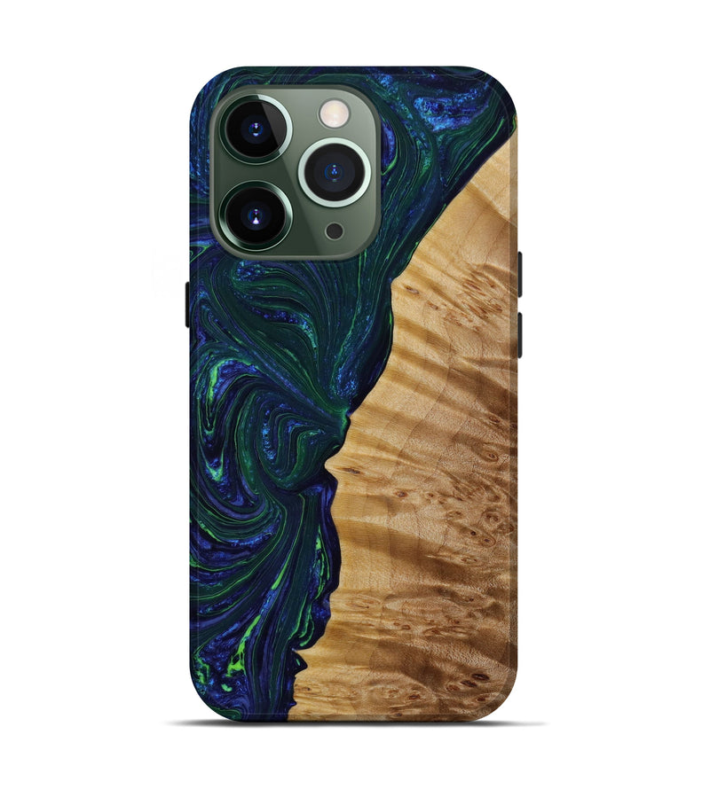iPhone 13 Pro Wood+Resin Live Edge Phone Case - Kerry (Blue, 647612)