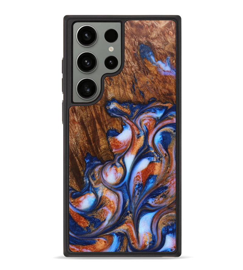 Galaxy S23 Ultra Wood+Resin Phone Case - Palmer (Teal & Gold, 638850)
