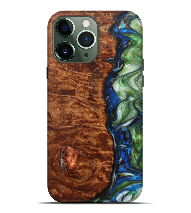 iPhone 13 Pro Max Wood+Resin Live Edge Phone Case - Lennox (Dark Green, 611133)