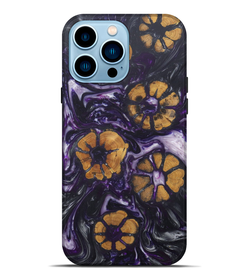 iPhone 14 Pro Max Wood+Resin Live Edge Phone Case - Truman (Purple, 581718)