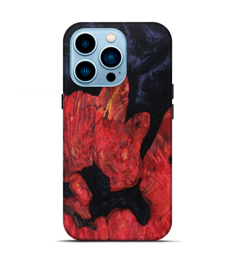 iPhone 14 Pro Wood+Resin Live Edge Phone Case - Leila (Black & White, 626652)