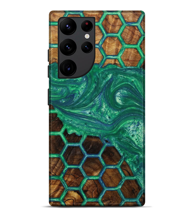 Galaxy S22 Ultra Wood+Resin Live Edge Phone Case - Bonnie (Green, 643463)
