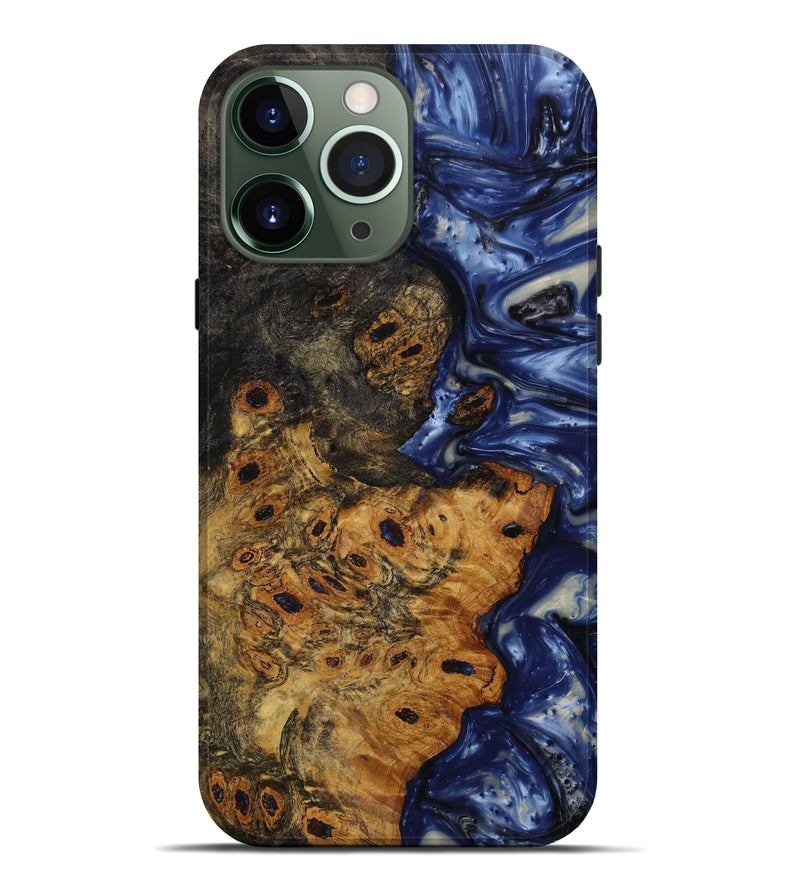 iPhone 13 Pro Max Wood+Resin Live Edge Phone Case - Tami (Blue, 646712)