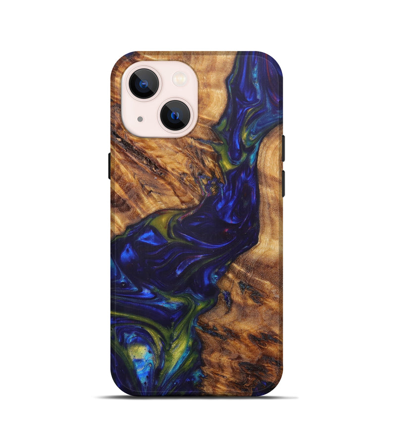 iPhone 13 mini Wood+Resin Live Edge Phone Case - Terrence (Dark Blue, 606510)