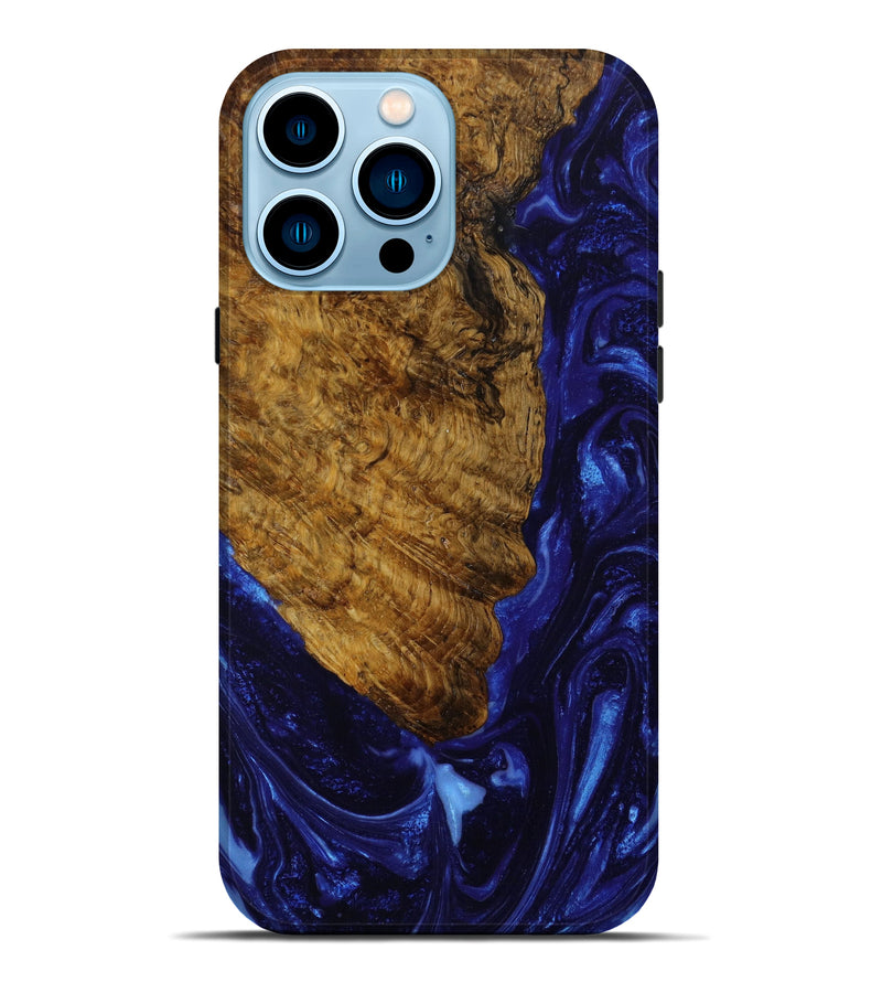 iPhone 14 Pro Max Wood+Resin Live Edge Phone Case - Dustin (Blue, 647610)