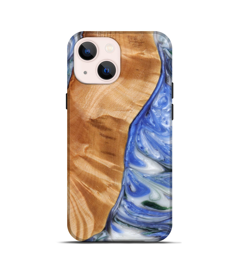 iPhone 13 mini Wood+Resin Live Edge Phone Case - Gene (Blue, 622953)