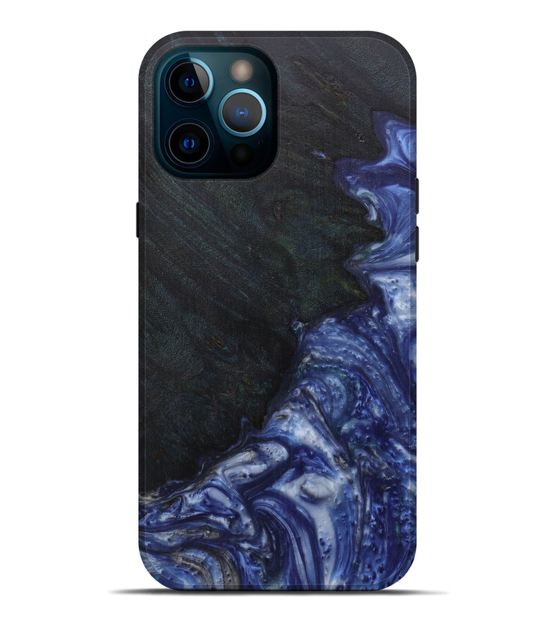 iPhone 12 Pro Max Wood+Resin Live Edge Phone Case - Agathe (Dark Blue, 591785)